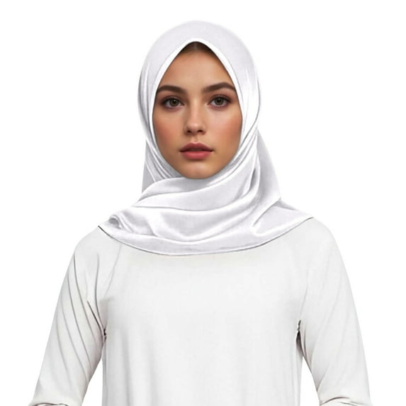 Landzoo One Elegant Satin Muslim Head Scarf Square Soft Hijab Wrap For Fashionable Hair Band Neck Cover Cozy Stylish Basic Heardband
