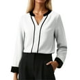thumbnail image 1 of Landzoo One Fashion Contrast Collar Shirt Blouse Long Sleeve For Business Casual Wear And Style Outfits Beautiful Cozy Women's Tops, 1 of 5