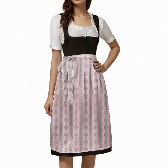 Landzoo One German Oktoberfest Women's Laced Half Apron Clothes Bavarian Traditional Dirndl Style Waist Tied Adjustable Party Outfit Soft Stylish Basic Clothes