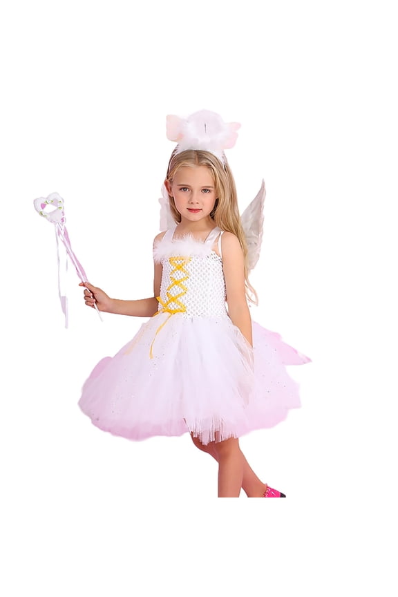 Girls Angel Dress For And Dance Performances Elegant White Party Gown With Delicate Design For Childrens Festive Events And Stage Shows Beautiful Cozy Girl's Dress 2-3 Years