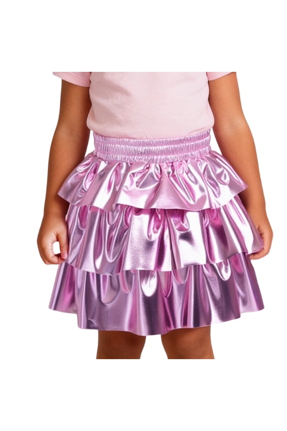 Girls Carnival Tutu Skirt With Glitter Sequins Three Tier Layered Cake Design Party Wear Soft Beautiful Casual Girl's Dres 5-6 Years