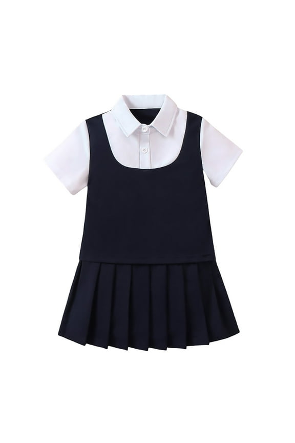 Girls Dresses For School Casual Wear Toddler Kids Pinafore Pleated Skirt With Adjustable Straps Comfortable Everyday Outfit Beautiful Cute Cozy Girl's Dress 4-5 Years