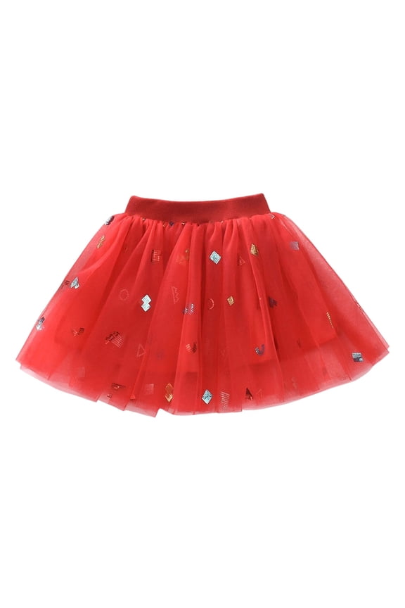 Girls Layered Skirt With Sequins Party Tutu Dress For Dance Performance And Beautiful Cozy Girl's Dress 7-8 Years