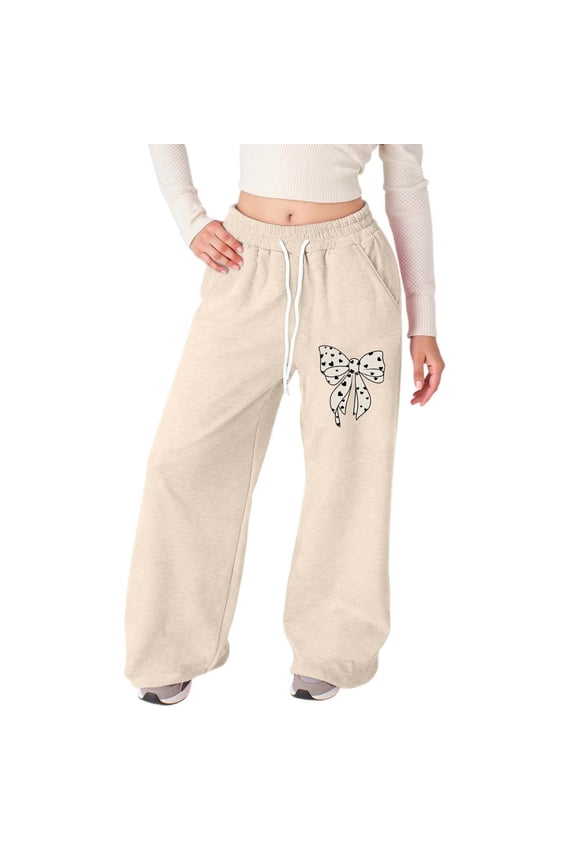 Girls Printed Jogger Pants Soft Casual Athletic Trousers With Elastic Waist For Play School Comfort Elastic Cozy Lightweight Children Trousers 4-5 Years