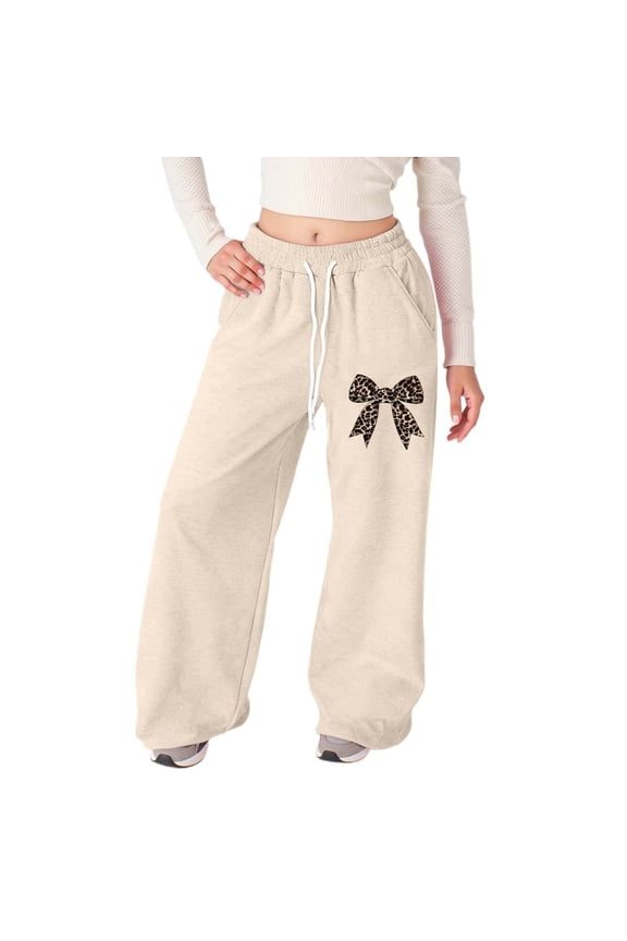 Girls Printed Jogger Pants Soft Casual Athletic Trousers With Elastic Waist For Play School Comfort Elastic Lightweight Children Trousers 4-5 Years