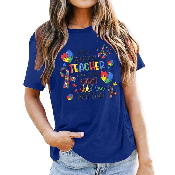 Landzoo One Graphic Letter Print T Shirt Casual Loose Fit Short Sleeve Round Neck Top Soft Comfortable Daily Basic Tee Shirt For Ladies Fashion Comfort Wear Stylish Cozy Women's Dailywear