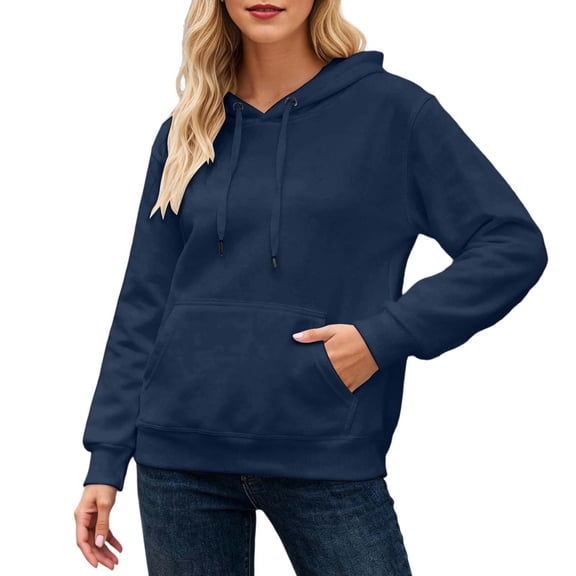 Landzoo One Hooded Sweatshirt Winter Warm Soft Lined Pullover Comfortable Casual Loose Fit Solid Color Outerwear Top Stylish Breathable Women's Hoodie XXL