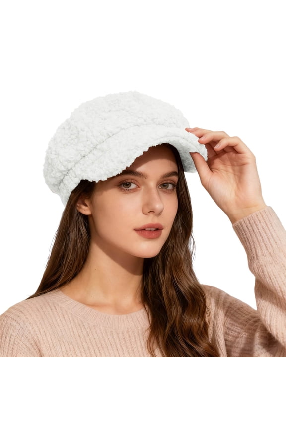 Lamb Fleece Beret Hat For Winter Baseball Cap Fashionable Daily Wear Style British Painter Hat Soft Stylish Basic Berets