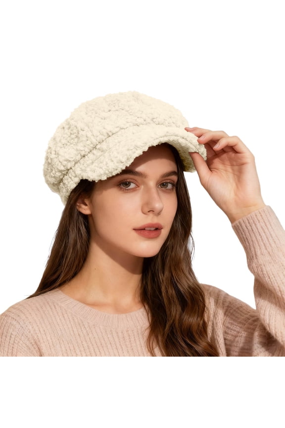 Lamb Fleece Beret Hat For Winter Baseball Cap Fashionable Daily Wear Style British Painter Hat Soft Stylish Basic Berets