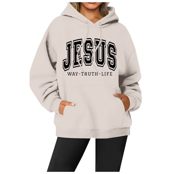 Landzoo One Letter Print Pullover Hoodie Casual Streetwear Long Sleeve Crewneck Sweatshirt Soft Loungewear Top For Everyday Comfort And Fashion Cozy Stylish Women's Sweatshirt XL