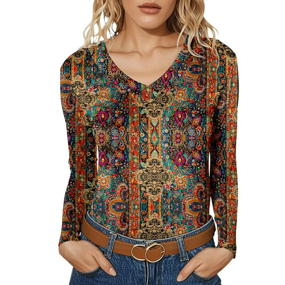 Landzoo One Long Sleeve T Shirt Crew Neck Casual Basic Top Comfortable Soft Fashion Tee Shirt For Everyday Wear Stylish Beautiful Women's T-Shirts