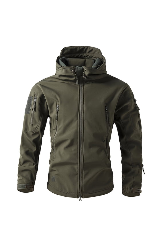 Male Winter Solid Color Skin Scratch Windproof Hooded MultiPocket Jacket Cozy Stylish Men's Casual Jackets