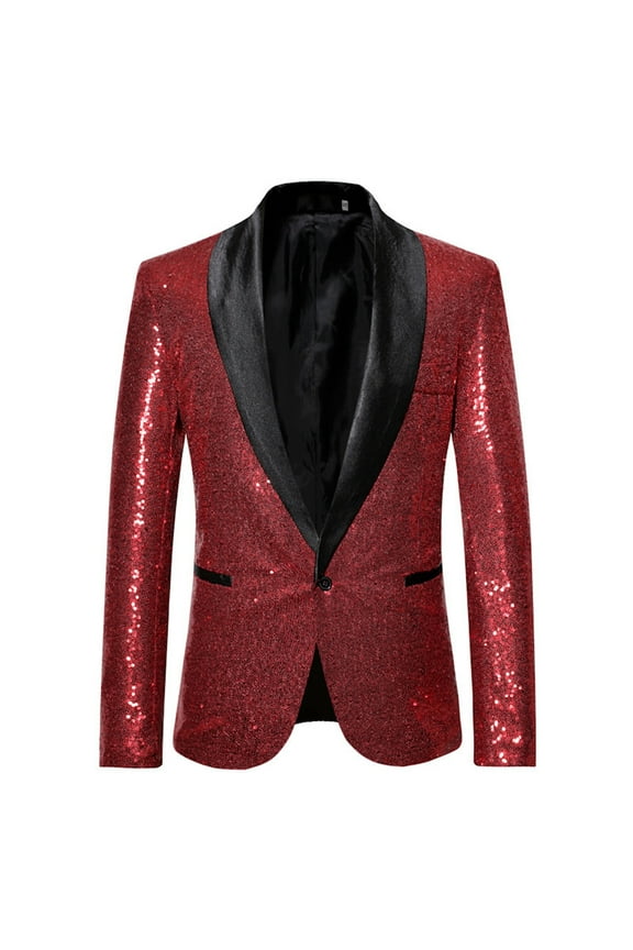 Men'S Casual Fashion Suit Sequin Male Stage Personality Performance Emcee Sequin Solid Color Suit Cozy Stylish Men's Blazers