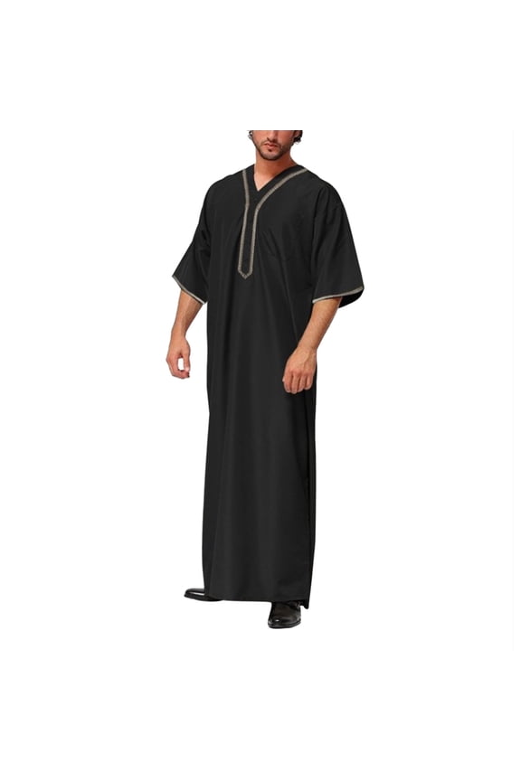 Mens Casual Loose Arab Dubai Robe Middle Sleeve Button Shirt Handsome Stylish Men's Dress Shirts