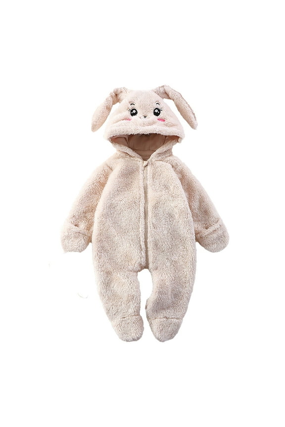 Newborn Baby Panda Romper Outfit Suit Fold Over Mittens Footies Girls Boys Winter Snowsuit Fleece Clothes Hooded Jumpsuit Cozy Cute Boys And Girls Jumpsuit 0-3 Months