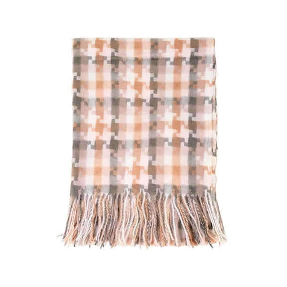 Landzoo One Plaid Winter Scarf For MidLength Tassel Shawl Warm Wrap For Daily Streetwear Cozy Stylish Basic Scarf