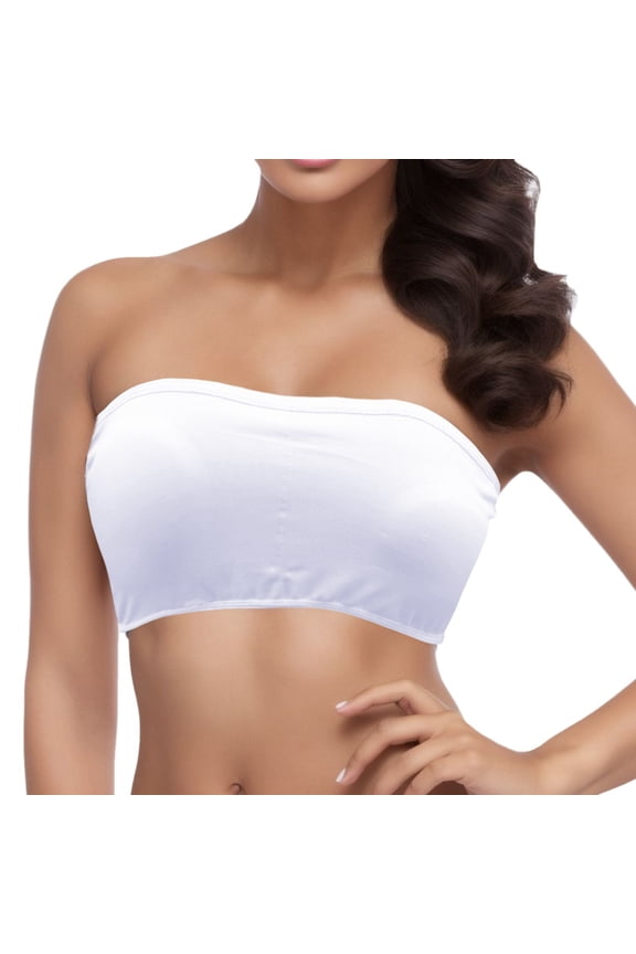 Plus Women Double Bandeau Strapless Bra Stretchy Padded Removable Top Size Cozy Stylish Basic Tube Tops