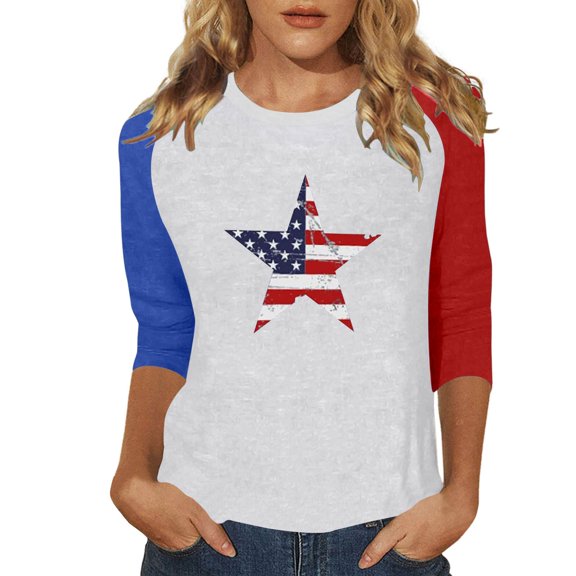 Landzoo One Printed T Shirt With Three Quarter Sleeve Comfort Fit Casual Blouse Top For Everyday Wear Soft Breathable Fabric Design Beautiful Cozy Women's Tops