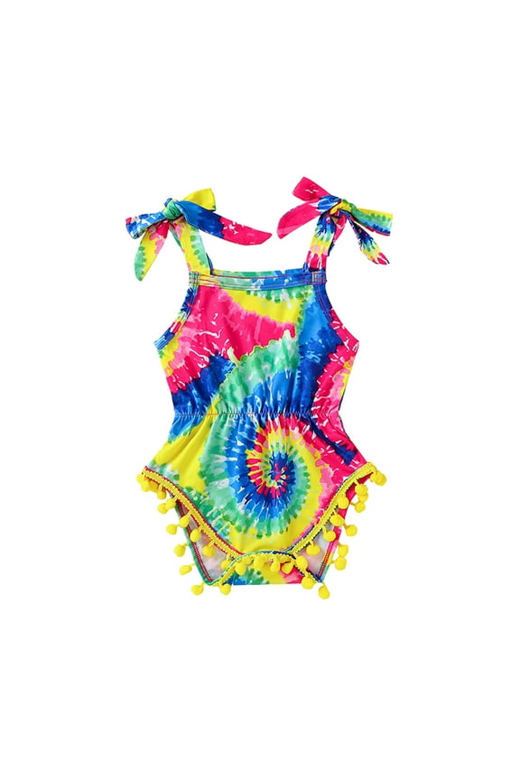 Rainbow Bodysuit Tassels Girls Tie-Dyed Baby Print Romper Girls Romper&Jumpsuit Cozy Cute Boys And Girls Bodysuits 9-12 Months