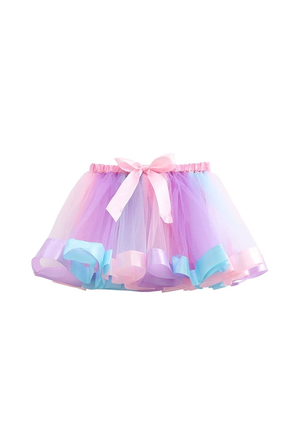 Rainbow Party Dress For Girls Colorful Tiered Tutu Carnival Style Dress For Comfortable Lightweight Semi Sheer Fabric Flowy Skirt Beautiful Cozy Girl's Dress 2-4 Years