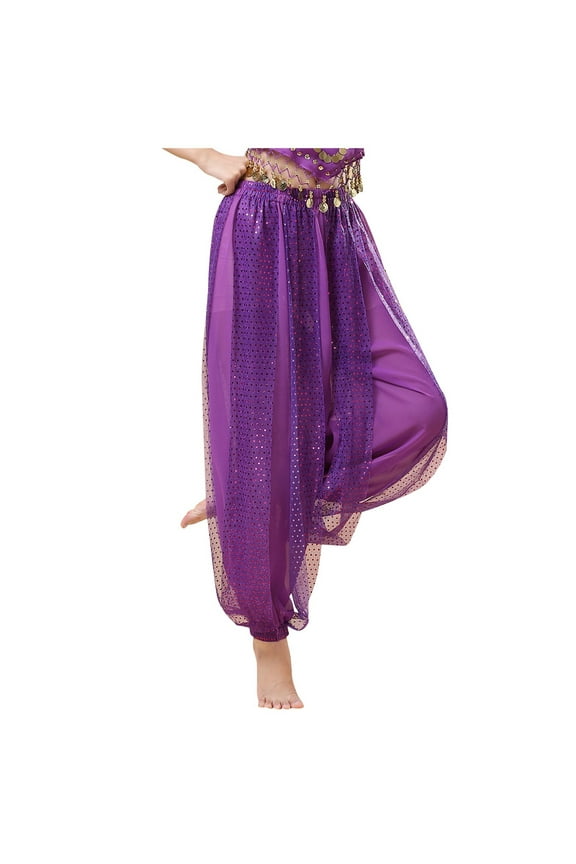 Sequin Pants Belly Dance Performance Dance Pants Chiffon Highlight Pants Soft Stylish Women's Casual Pants