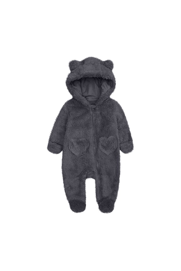 Soft Fleece Girls Romper Jumpsuit Winter Warm Toddler Baby Hooded Pajamas Outfit Cozy Cute Boys And Girls Jumpsuit 66/6