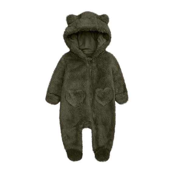 Landzoo One Soft Fleece Girls Romper Jumpsuit Winter Warm Toddler Baby Hooded Pajamas Outfit Cozy Cute Boys And Girls Jumpsuit 73/9