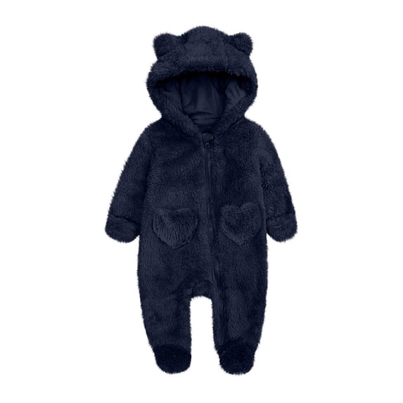 Landzoo One Soft Fleece Girls Romper Jumpsuit Winter Warm Toddler Baby Hooded Pajamas Outfit Cozy Cute Boys And Girls Jumpsuit 80/12
