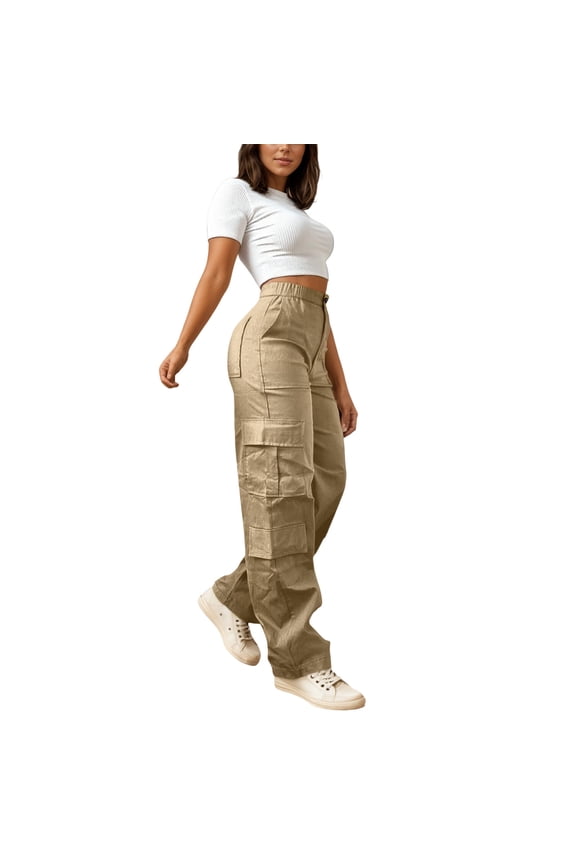 Stretch Casual Cargo Pants With Zipper Pockets For Outdoor Hiking And Daily Comfort Soft Beautiful Women's Casual Trousers