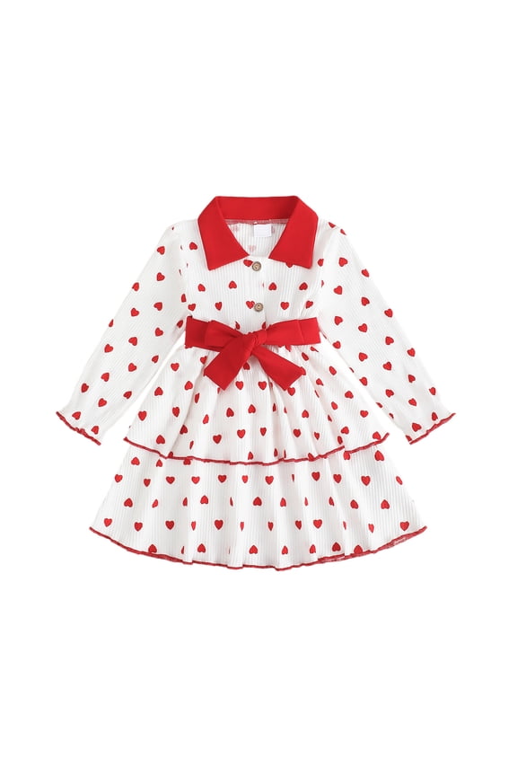 Stylish Girls Knit Dress Long Sleeve Sweetheart Print Two Piece Outfit For And Fall Seasons With Floral Design Beautiful Cozy Girl's Dress 12-18 Months