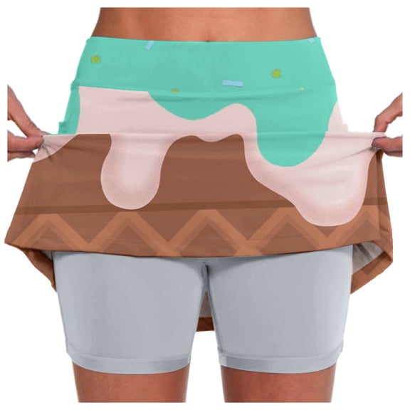 Landzoo One Summer Women's Casual Mid Rise Skirt With Pockets Featuring Ice Print For Stylish Everyday Wear Beautiful Casual Women's Skirt