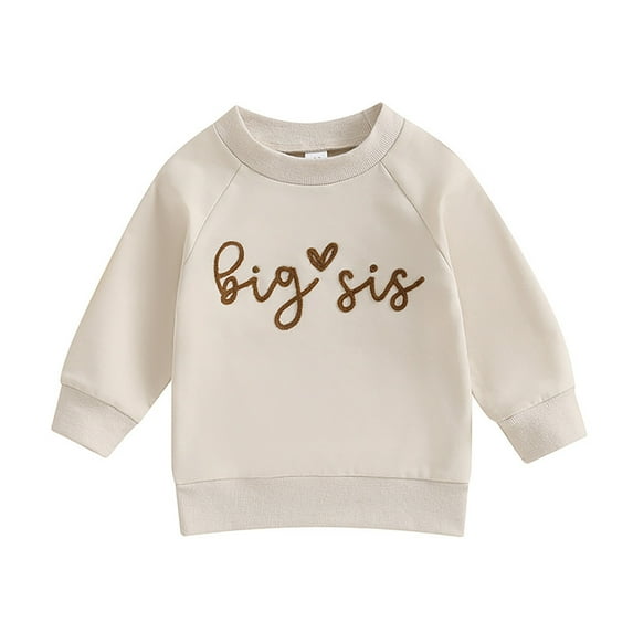 Landzoo One Toddler Baby Girl Clothes Long Sleeve Pullover Sweatshirt Romper Fall Winter Cute Sister Matching Outfits Breathable Cute Stylish Children Bodysuits 2-3 Years