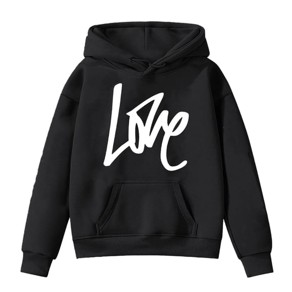 Landzoo One Valentine's Day Sweatshirt Minimalist Valentine Shirt Sweater Heart Crewneck Trendy Valentine Sweater Casual Print Pattern Round Neck Loose Fit Thick Cozy Cute Girls Hoodies 11-12 Years