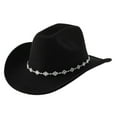 thumbnail image 1 of Landzoo One Western Cowboy Hat For Men And Women Bohemian Style Fedora With Rhinestone Embellishments Curved Brim Fashion Accessory Cozy Stylish Basic Cowboy, 1 of 4