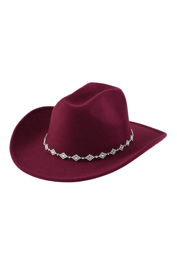 Western Cowboy Hat For Men And Women Bohemian Style Fedora With Rhinestone Embellishments Curved Brim Fashion Accessory Soft Stylish Basic Cowboy