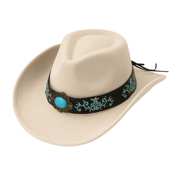 Landzoo One Western Cowboy Hat For Men And Women Stylish Wool Outback Hat Country Riding Hat Fashionable Wide Brim Hat For Travel Party Soft Stylish Basic Cowboy