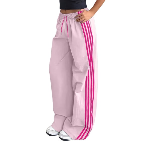 Landzoo One Wide Leg Baggy Track Pants Low Rise Side Striped Slouchy Palazzo Sweatpants Soft Beautiful Women's Casual Pants