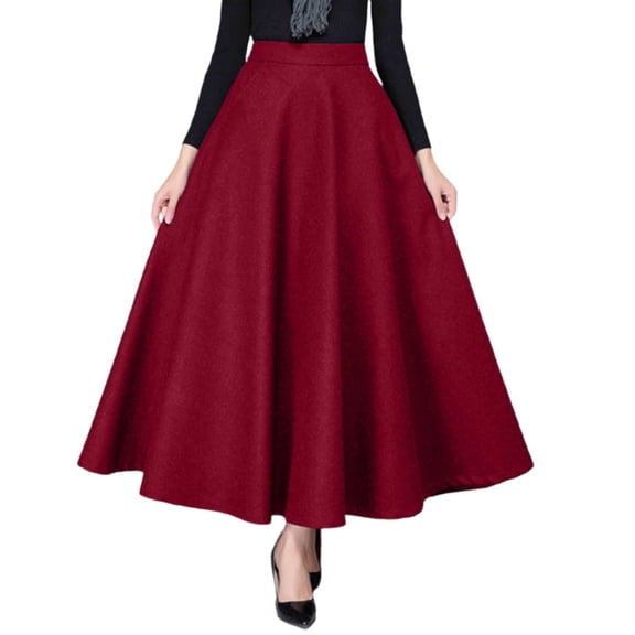 Landzoo One Winter Autumn Blend Midi Skirt With Elegant Flared Hem Versatile A Line Outfit For Casual Party Wear Beautiful Cozy Women's Dress