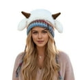 thumbnail image 1 of Landzoo One Winter Hat With Baatable Ear Soft Fleece Lined For Cozy Cap With Adorable Sheep Horns Cold Weather Outdoor Soft Stylish Basic Bomber Hats, 1 of 6