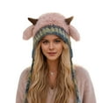 thumbnail image 1 of Landzoo One Winter Hat With Baatable Ear Soft Fleece Lined For Cozy Cap With Adorable Sheep Horns Cold Weather Outdoor Soft Stylish Basic Bomber Hats, 1 of 6