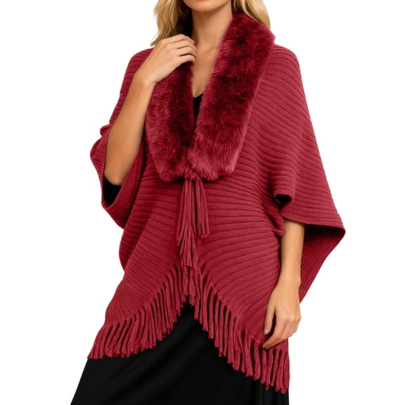 Landzoo One Winter Shawl Cape Poncho Coat Fashionable Outerwear Loose Fit Soft Warm Elegant Scarf Wrap Stole For Ladies Cozy Stylish Basic Wraps