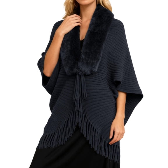 Landzoo One Winter Shawl Cape Poncho Coat Fashionable Outerwear Loose Fit Soft Warm Elegant Scarf Wrap Stole For Ladies Cozy Stylish Basic Wraps