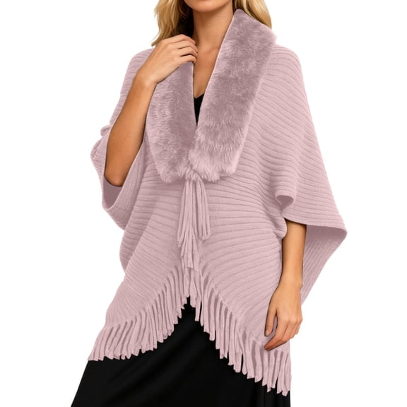 Landzoo One Winter Shawl Cape Poncho Coat Fashionable Outerwear Loose Fit Soft Warm Elegant Scarf Wrap Stole For Ladies Soft Stylish Basic Wraps