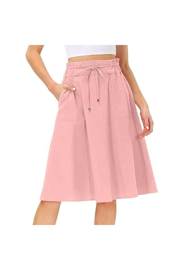 Women Elastic High Waist Boho Maxi Skirt Casual Drawstring A Line Long Skirt Beautiful Casual Women's Skirt