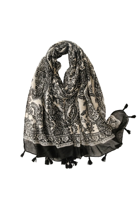 Women Lightweight Soft Floral Leopard Printed Scarves Fall Winter Fashion Shawl Wrap With Fringe Soft Stylish Basic Scarf
