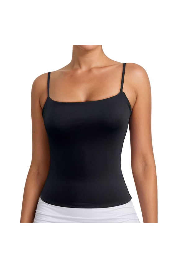 Women's Basic Tank Tops Sleeveless Casual Camisole Pure Color Strappy Layering Piece For Everyday Wear Vacation Outfit Beautiful Basic Women's Tanks & Camis