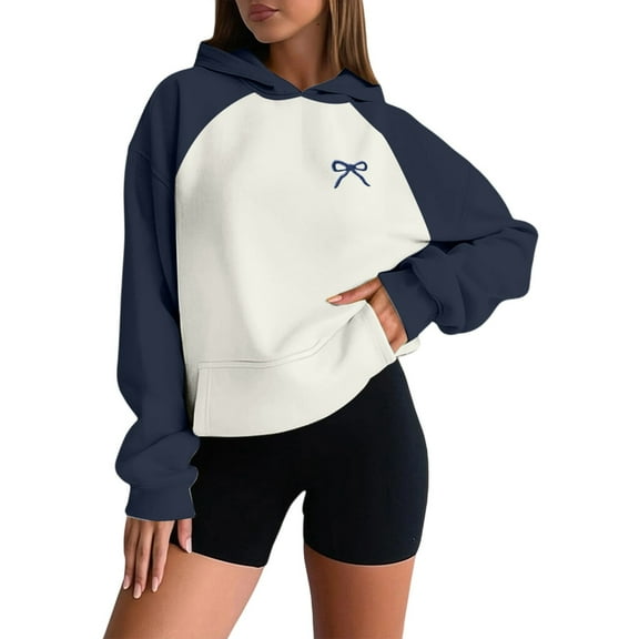 Landzoo One Women's Casual Hooded Sweatshirt Fall Winter Knitted Pullover Streetwear College Style Comfortable Warm Hoodie With Pocket Cozy Stylish Women's Sweatshirt M