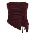 thumbnail image 1 of Landzoo One Women's Drawstring Split Irregular Lattice Slim Solid Color Strapless Vest Top Cozy Stylish Basic Tube Tops, 1 of 5