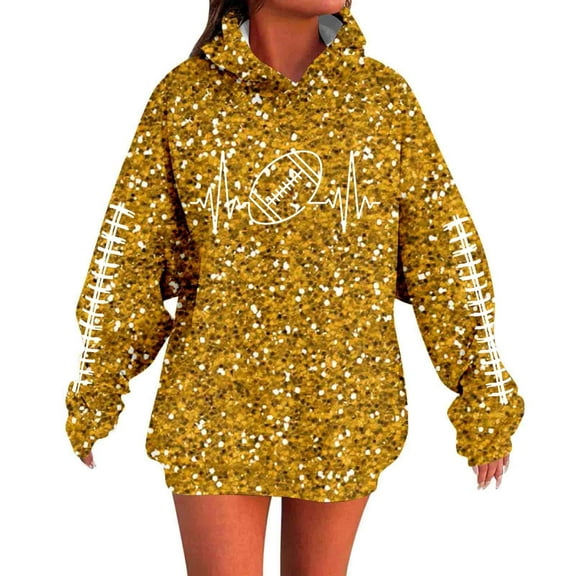 Landzoo One Women's Fashion Hooded Sweatshirt Long Sleeve Print Casual Pullover Hoodie For Daily Wear And Football Events Stylish Breathable Women's Hoodie XXL