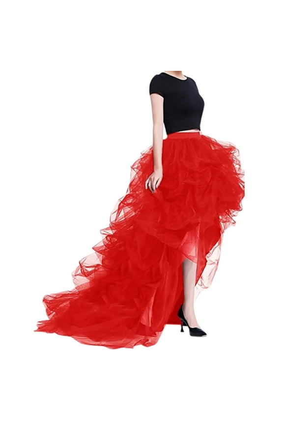 Women's High Waisted Elastic Casual Mesh Pouffant Skirt Beautiful Stylish Women's Skirt